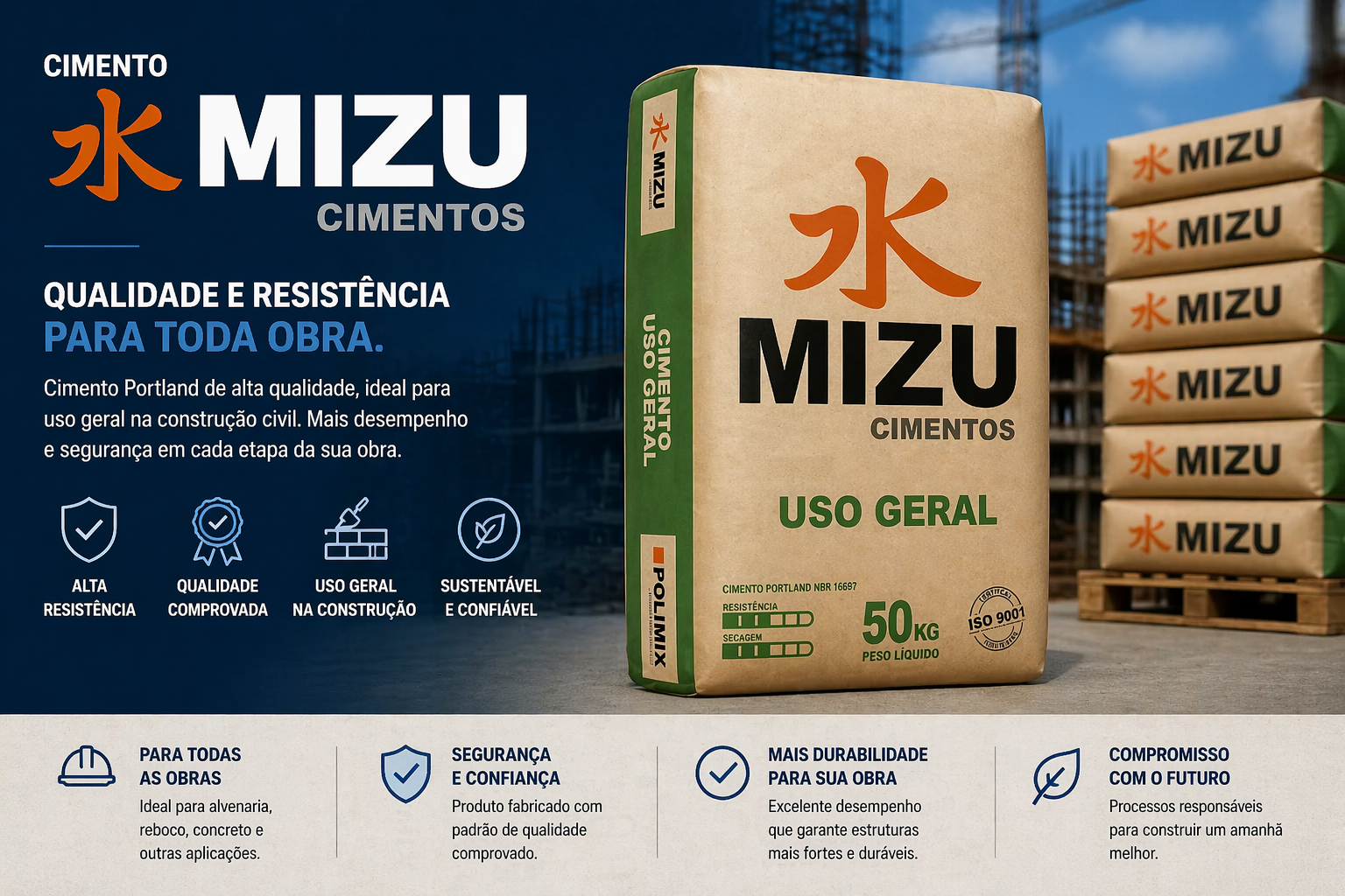 Cimento Mizu Uso Geral 50kg