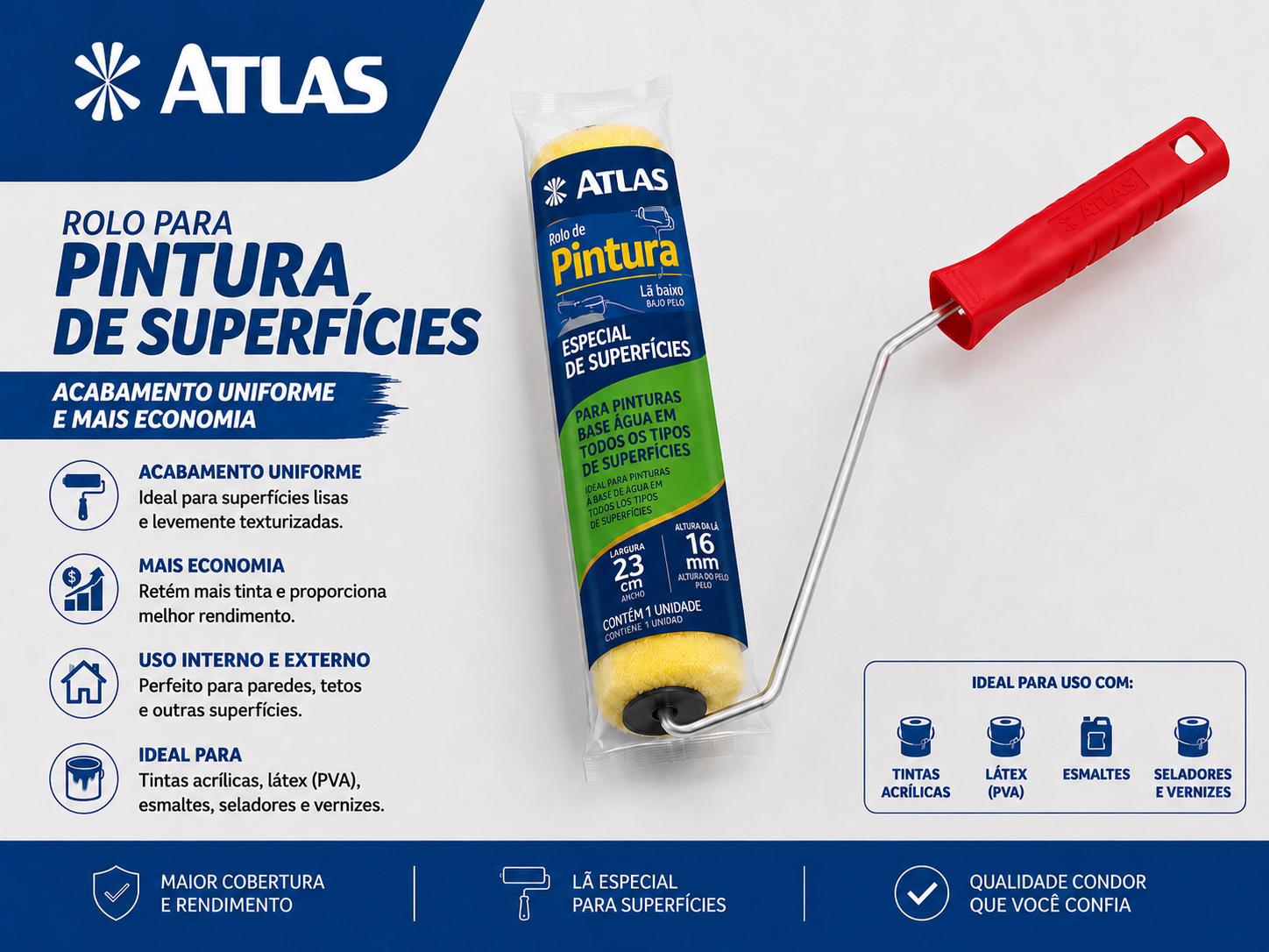 Rolo para Pintura de Superfícies Atlas