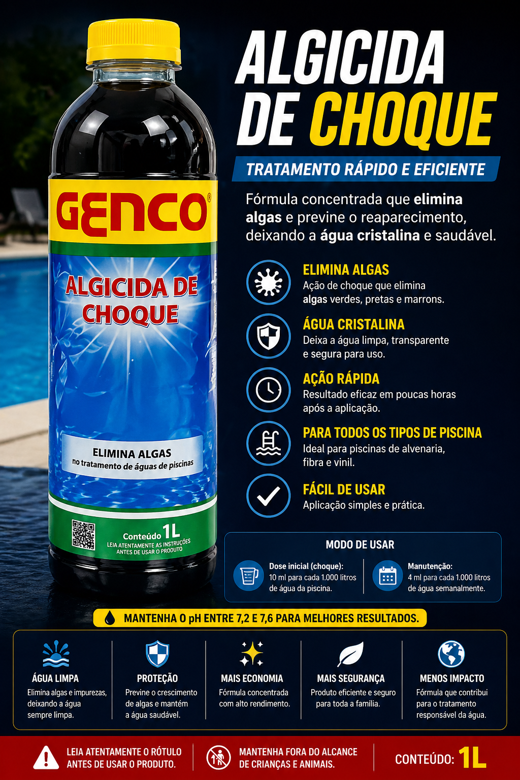 Algicida de Choque Genco 1L