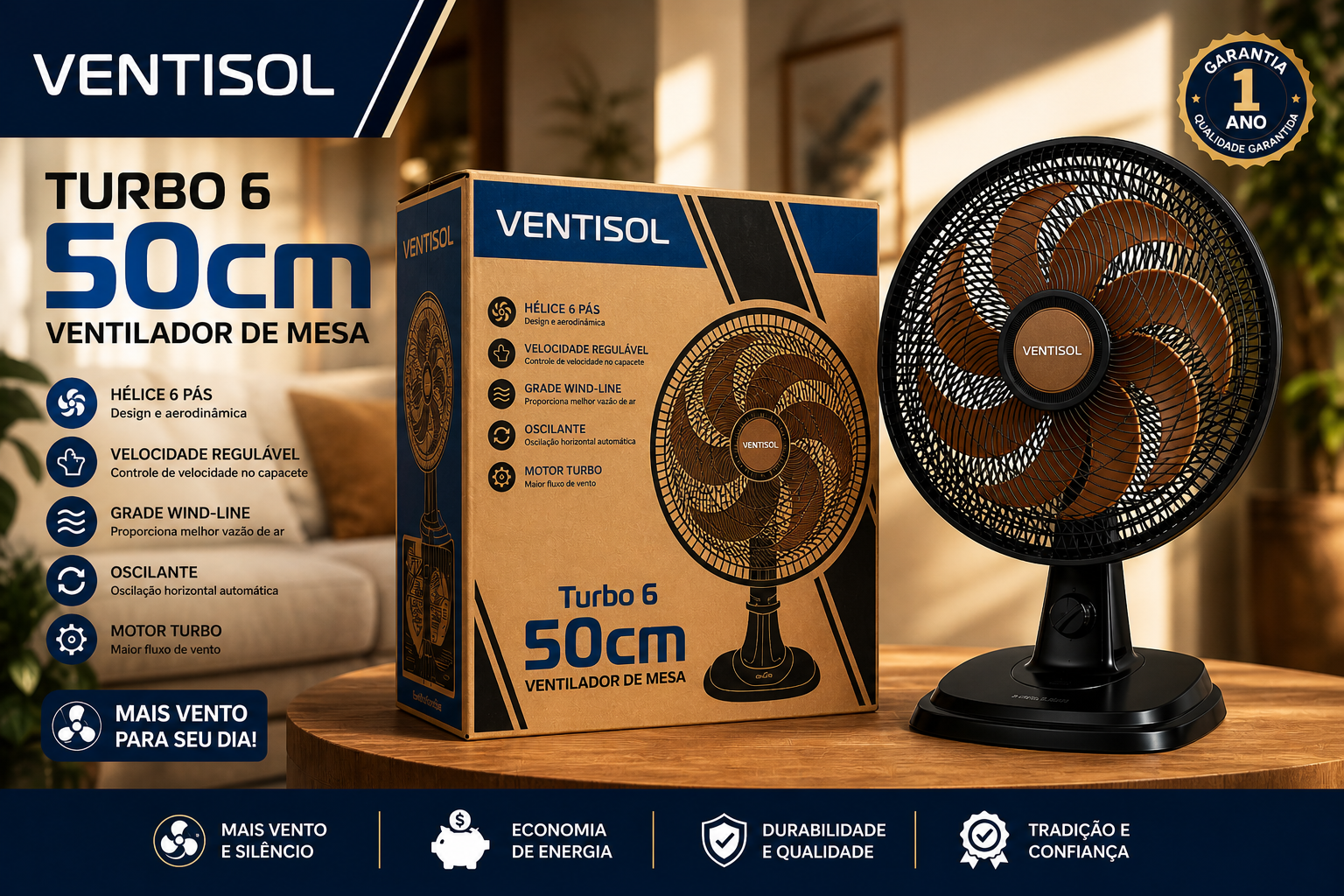 Ventilador de Mesa Turbo 6 50cm Ventisol