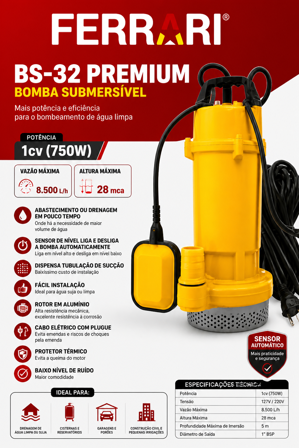 Bomba Submersível BS-32 Premium