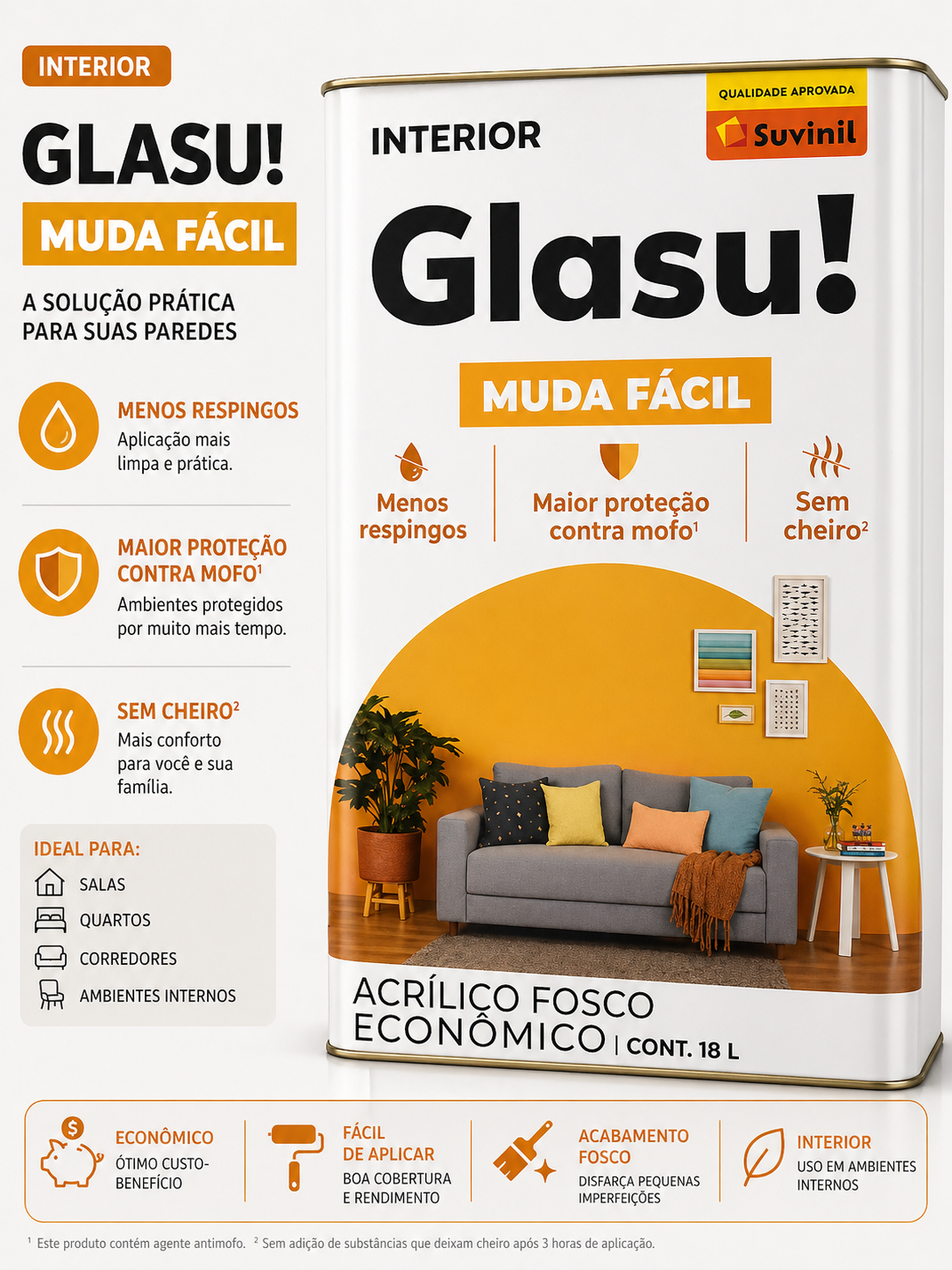 Glasu! Acrílico Fosco Econômico 18L