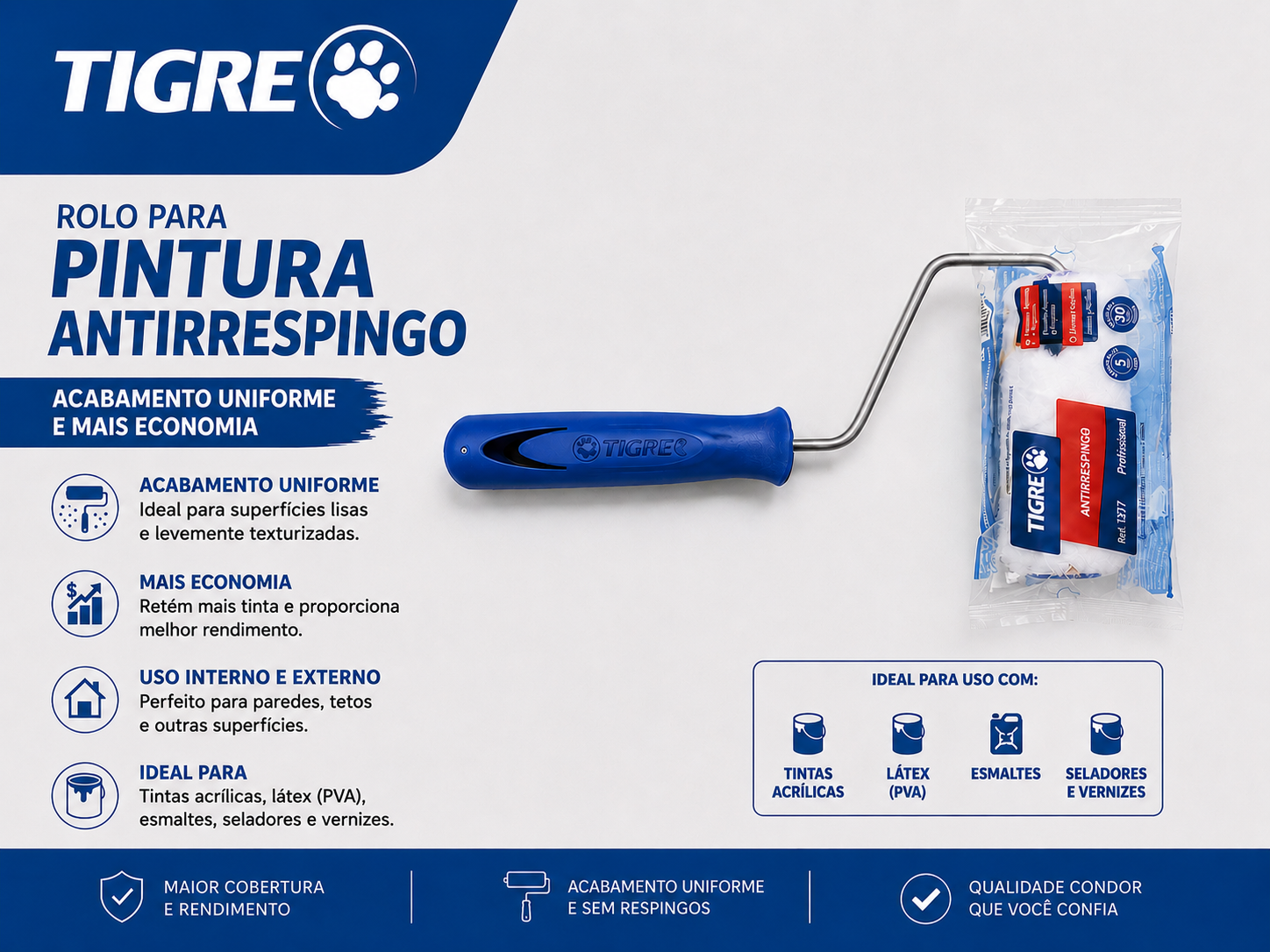 Rolo para Pintura Antirrespingo Tigre
