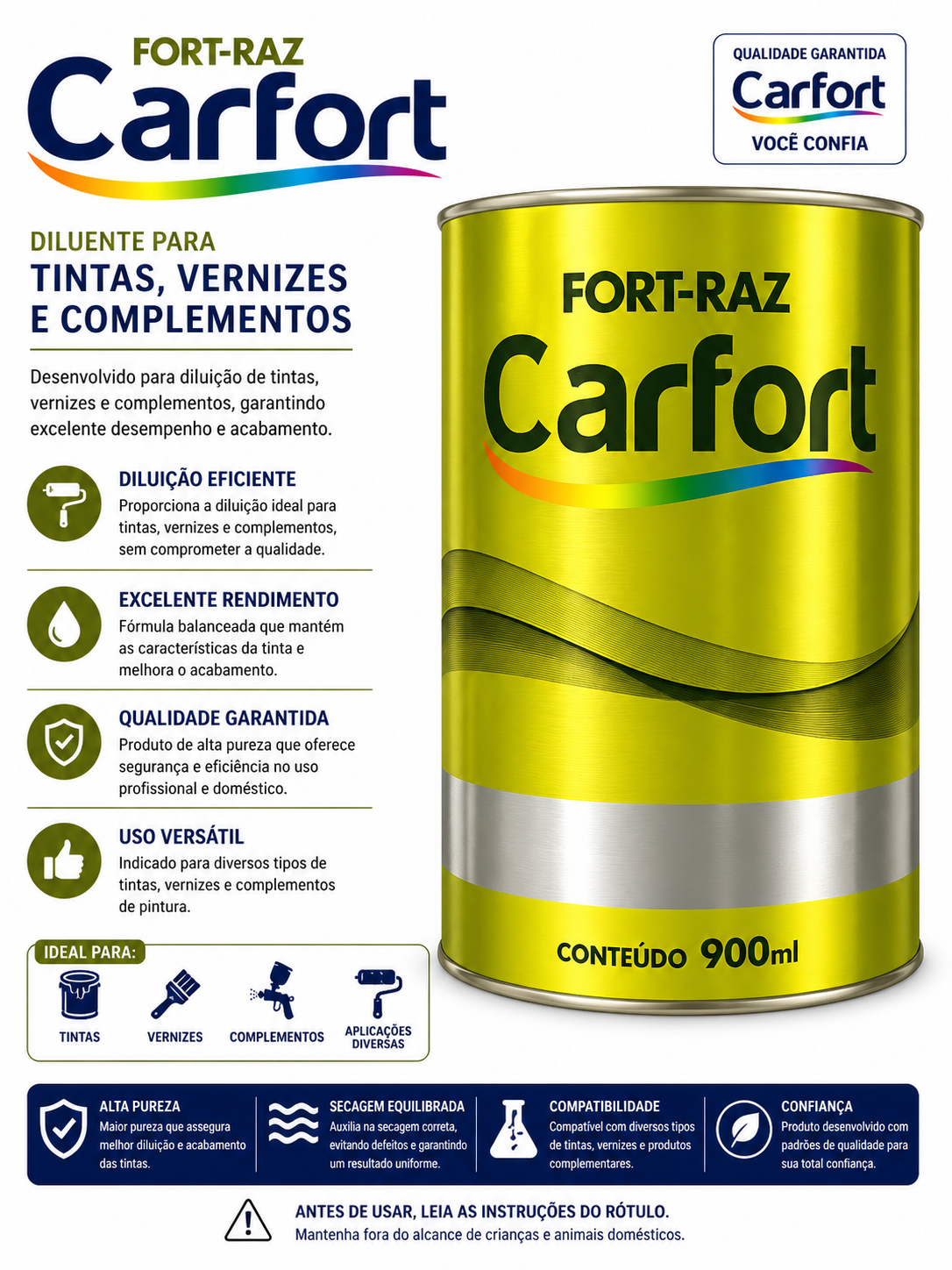 Diluente para Tintas Fort-Raz Carfort 900ml