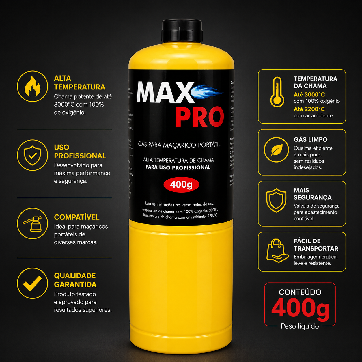 MAX PRO Gás para Maçarico 400g