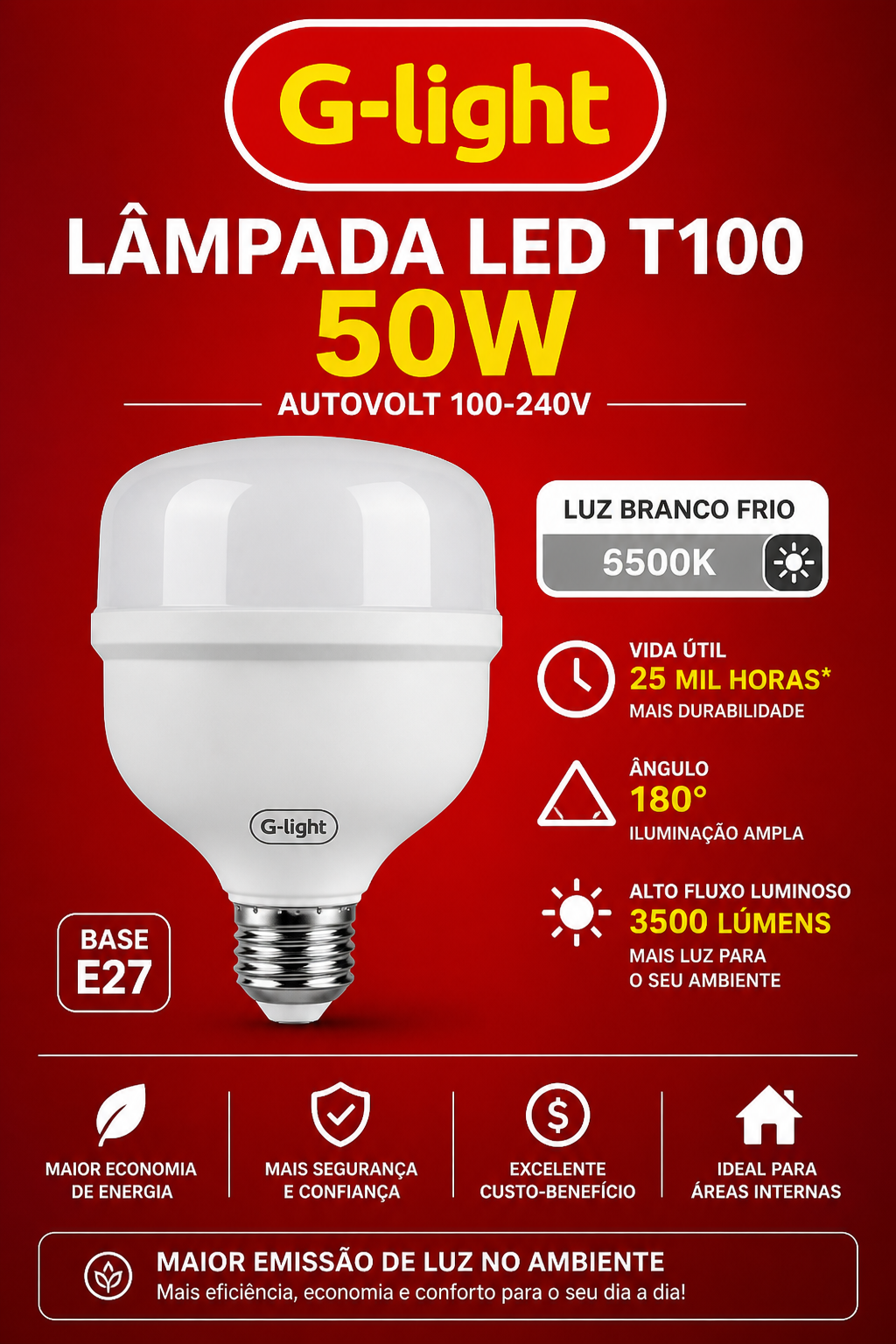 Lâmpada LED T100 50W G-light