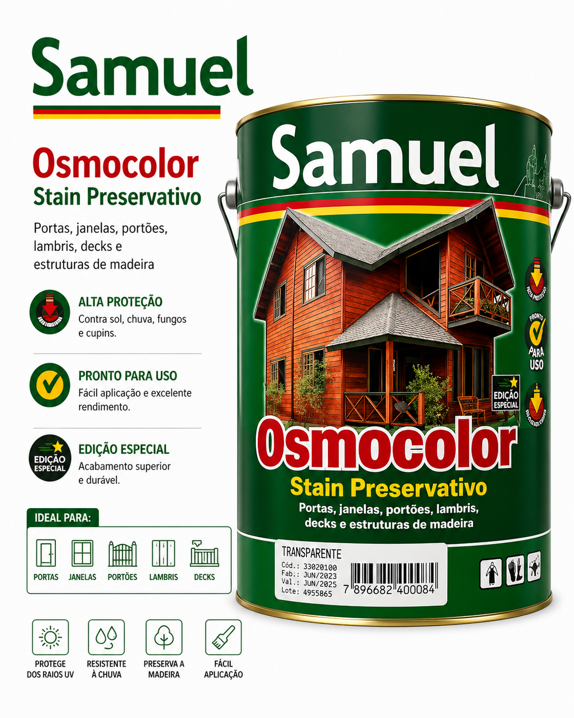 Osmocolor Stain Preservativo Samuel - Transparente