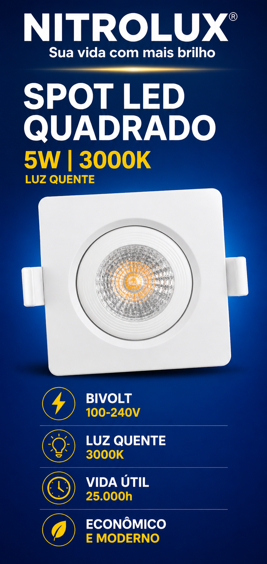 Spot LED Quadrado 5W