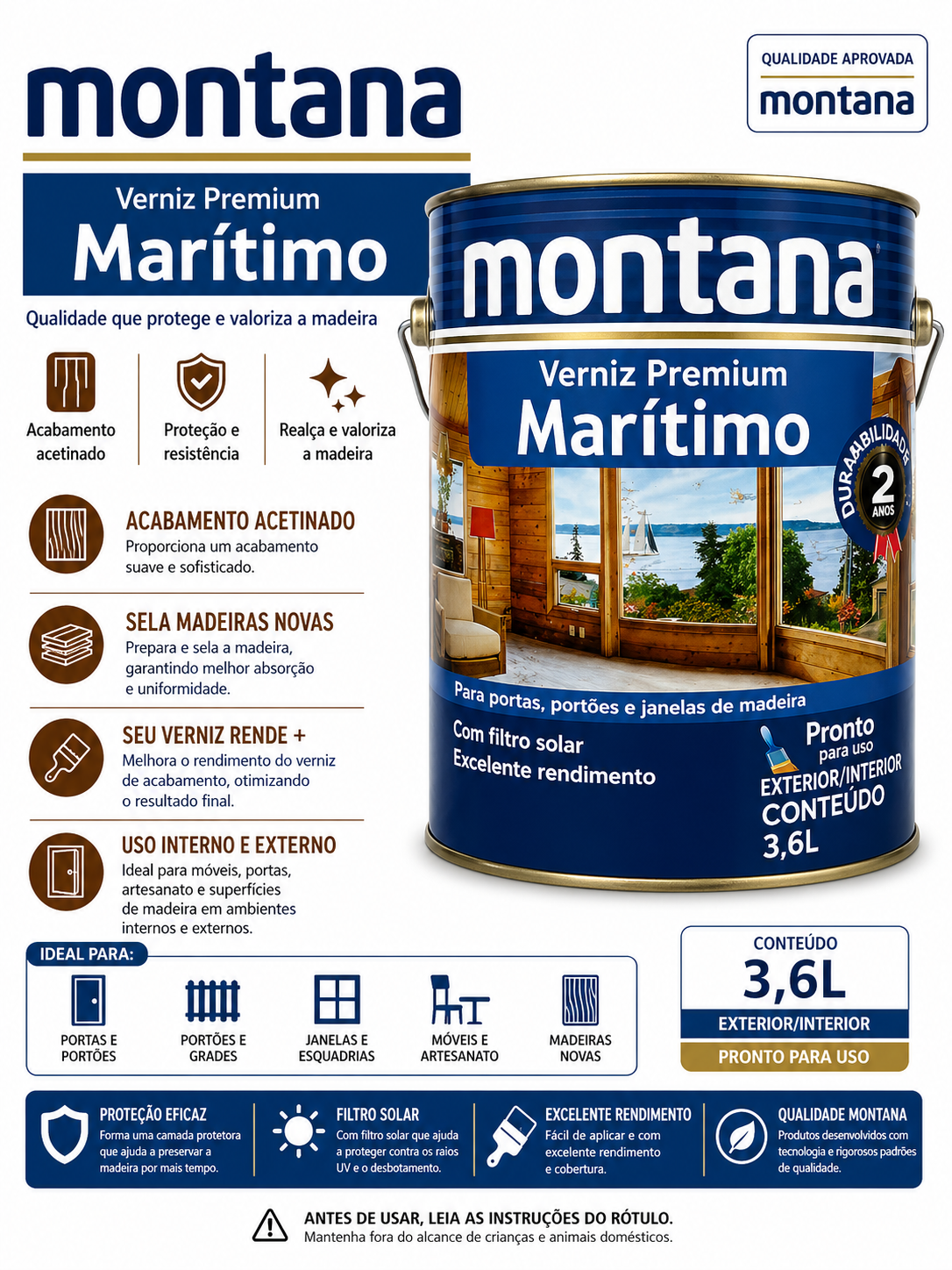 Verniz Premium Marítimo Montana 3,6L