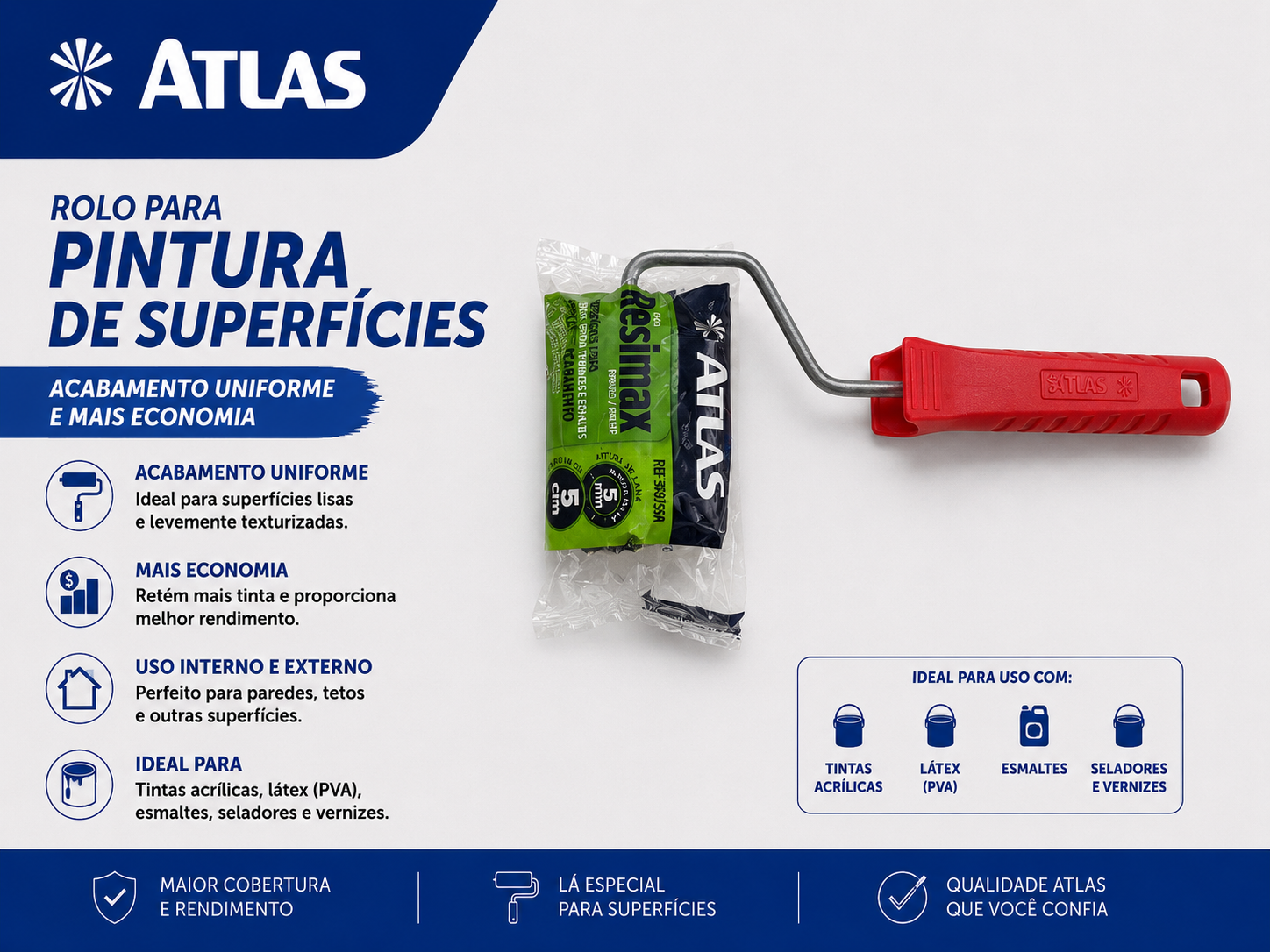 Rolo para Pintura de Superfícies Atlas