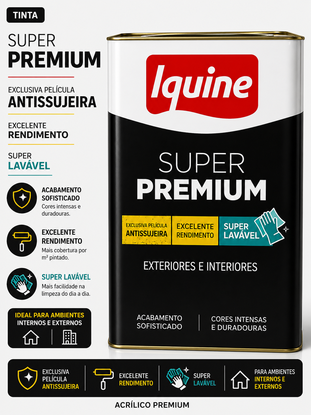 Tinta Acrílica Super Premium Iquine