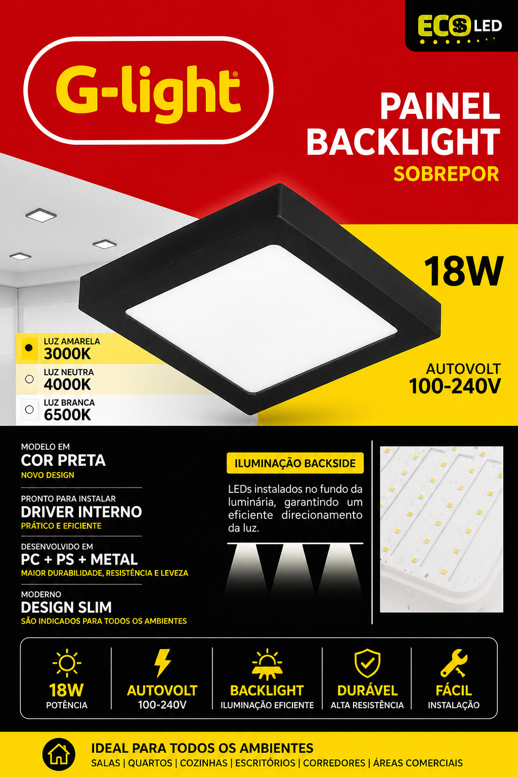 Painel Backlight LED 18W G-light