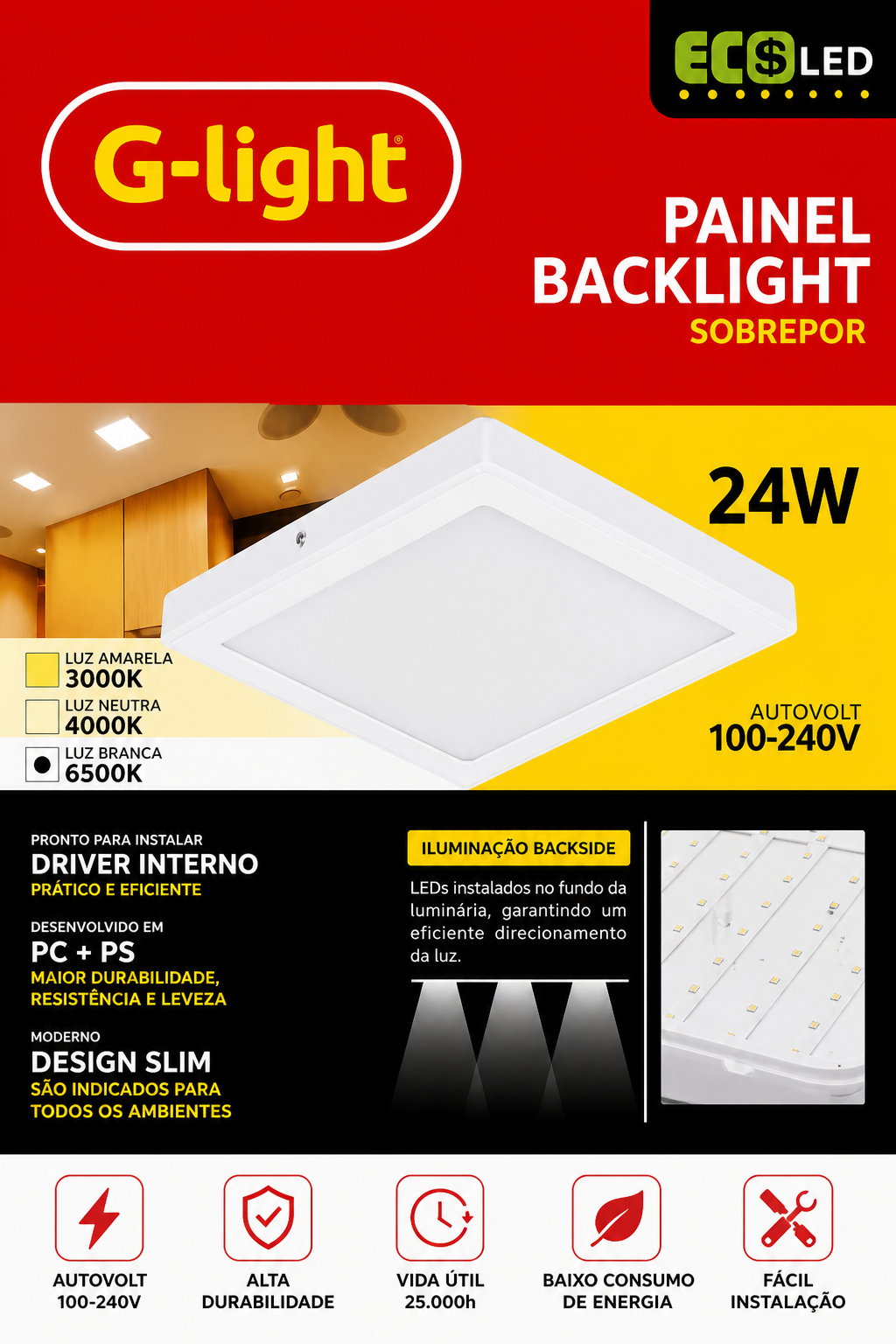 Painel Backlight LED 24W G-light