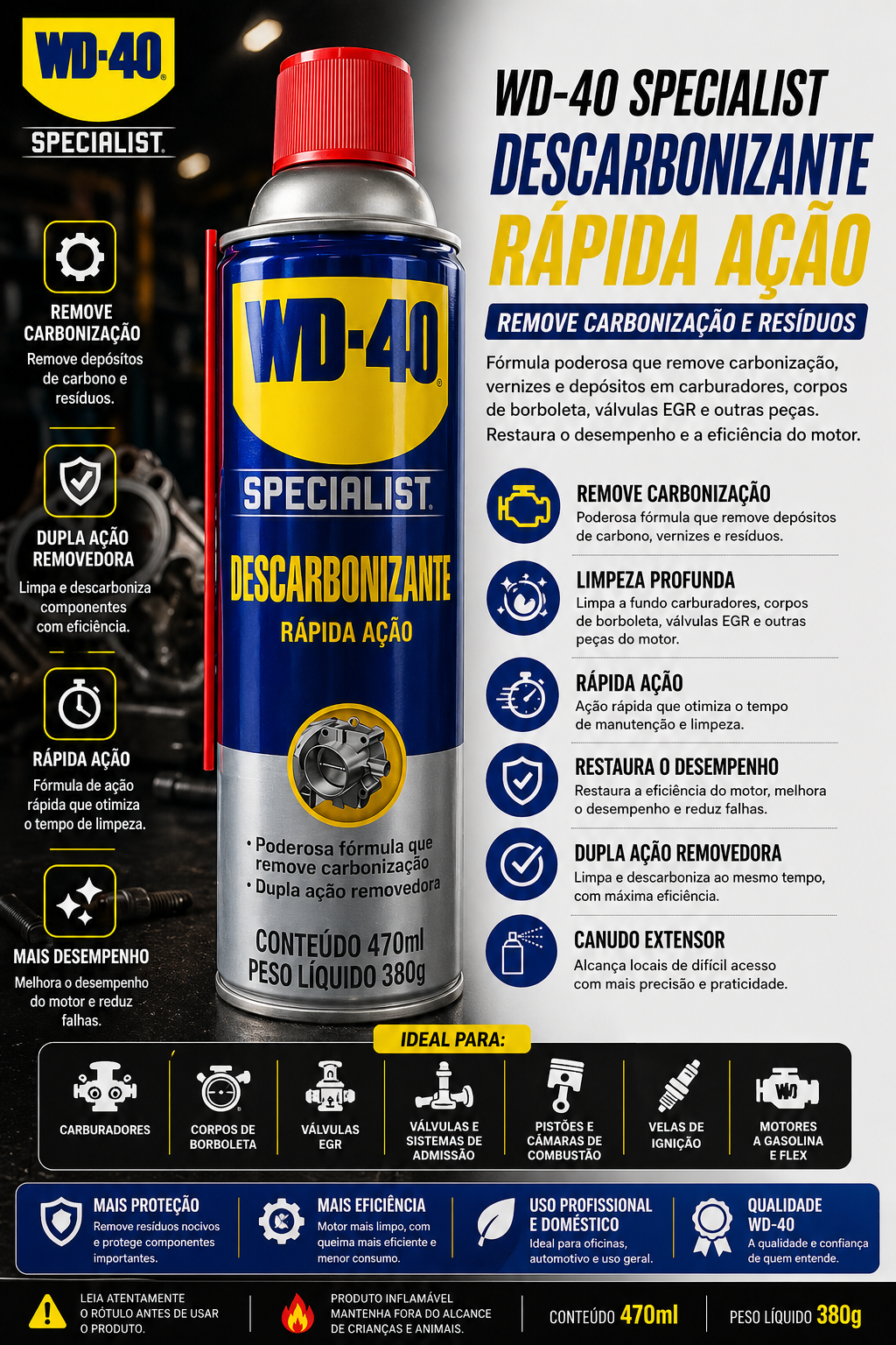 WD-40 Descarbonizante Rápida Ação