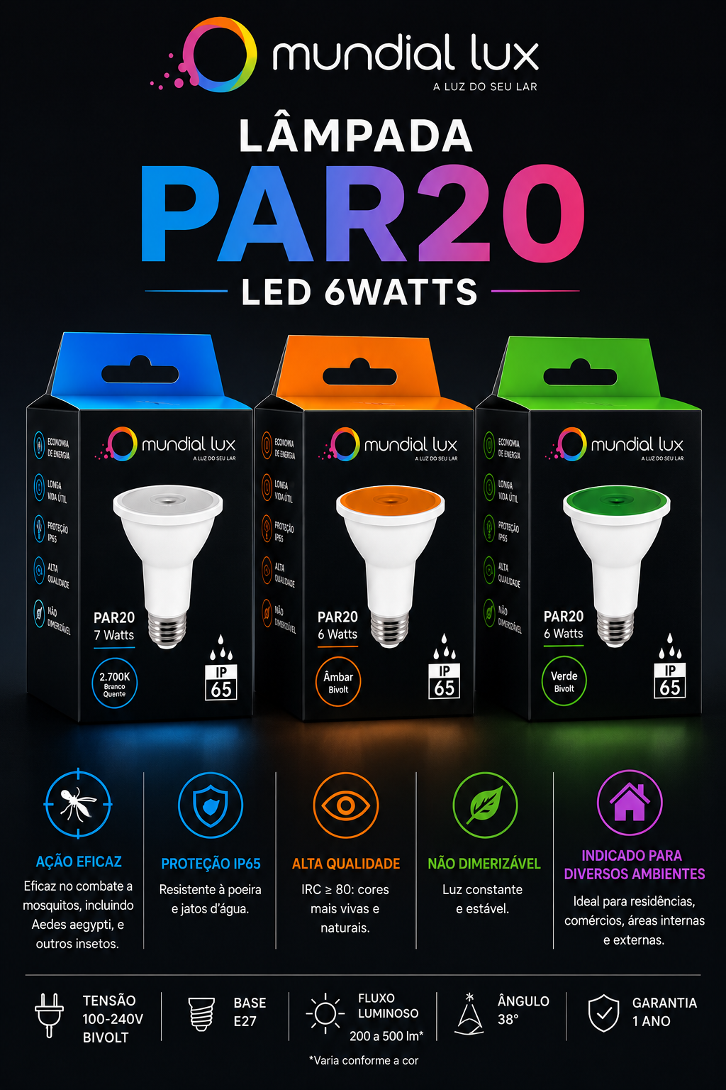 Lâmpada PAR20 LED 6W