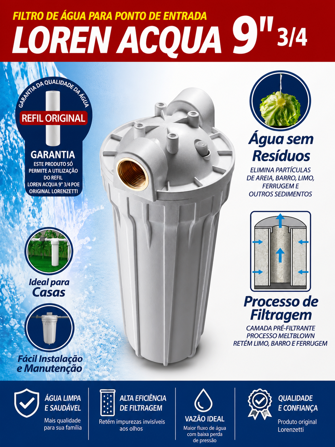 Filtro de Água Loren Acqua 9" 3/4