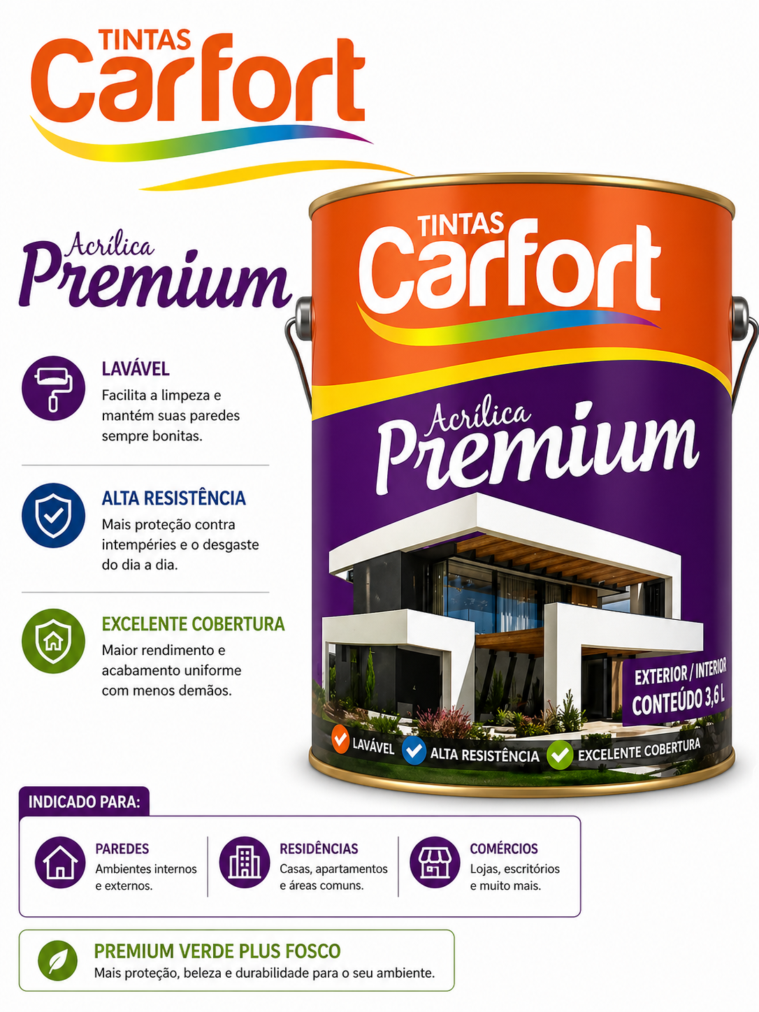 Tinta Acrílica Premium Carfort