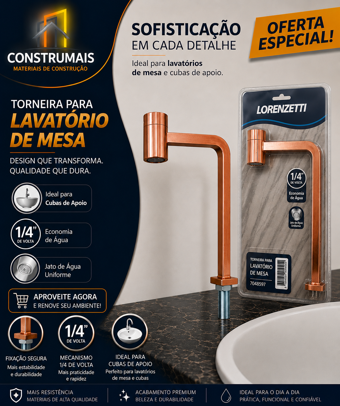 Torneira para Lavatório de Mesa