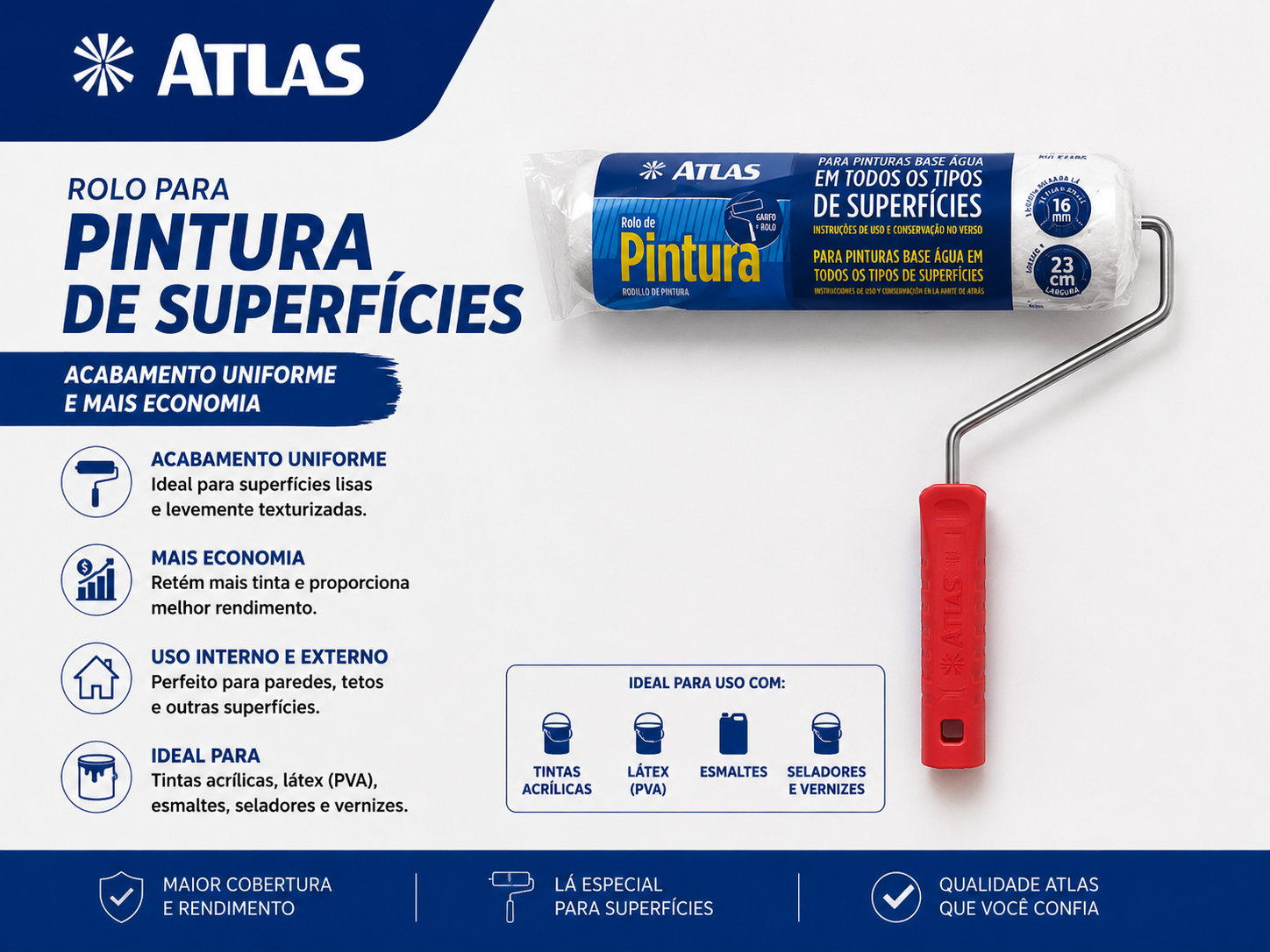 Rolo para Pintura de Superfícies Atlas