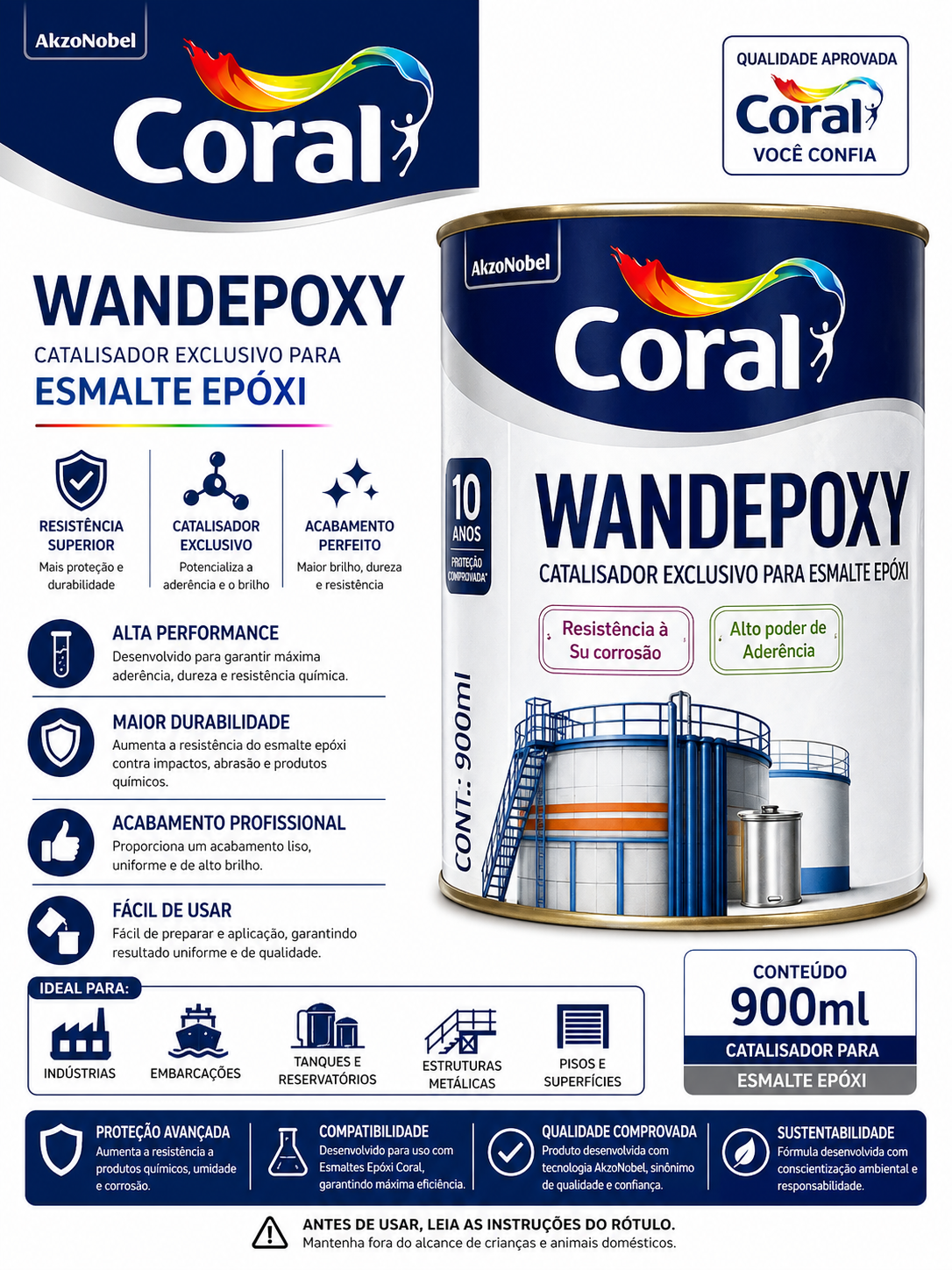Wandepoxy Catalisador para Esmalte Epóxi 900ML