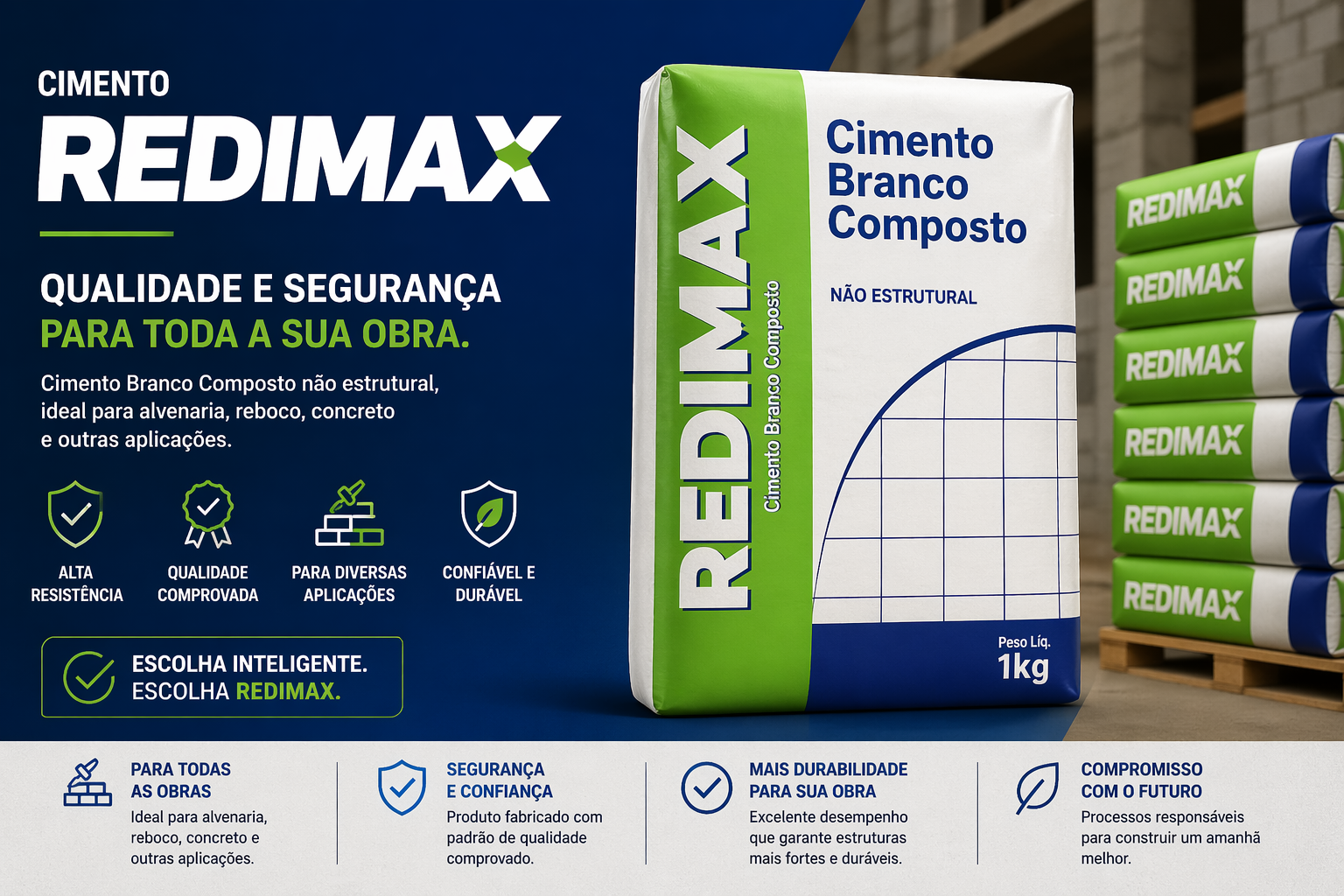 Cimento Branco Composto REDIMAX 1kg
