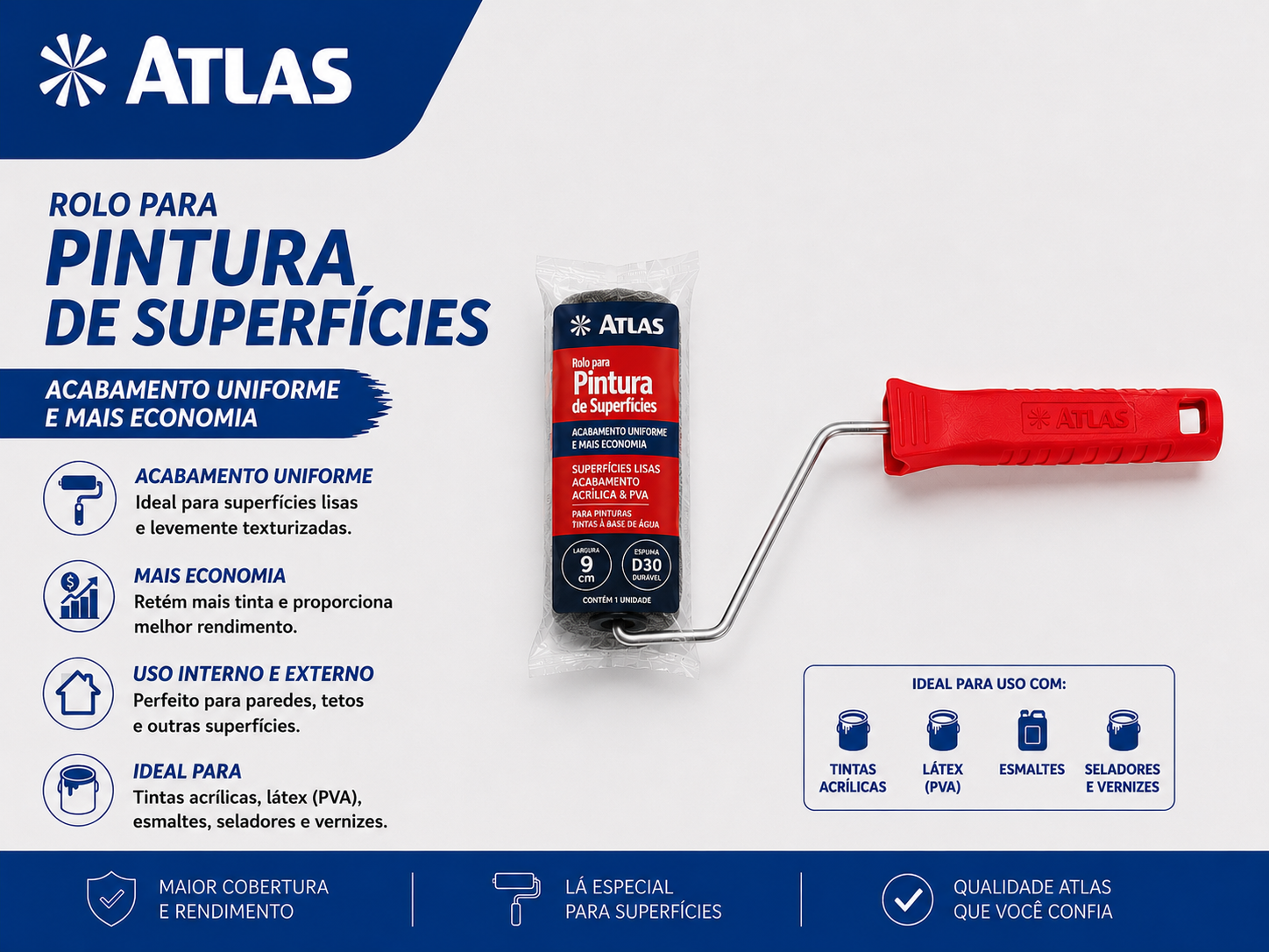 Rolo para Pintura de Superfícies Atlas