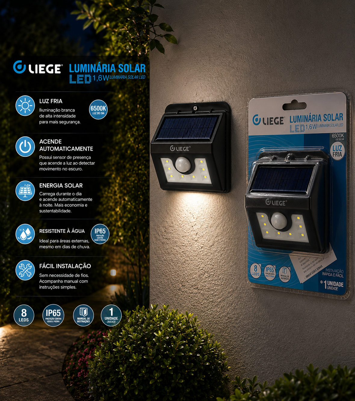 Luminária Solar LED 1,6W