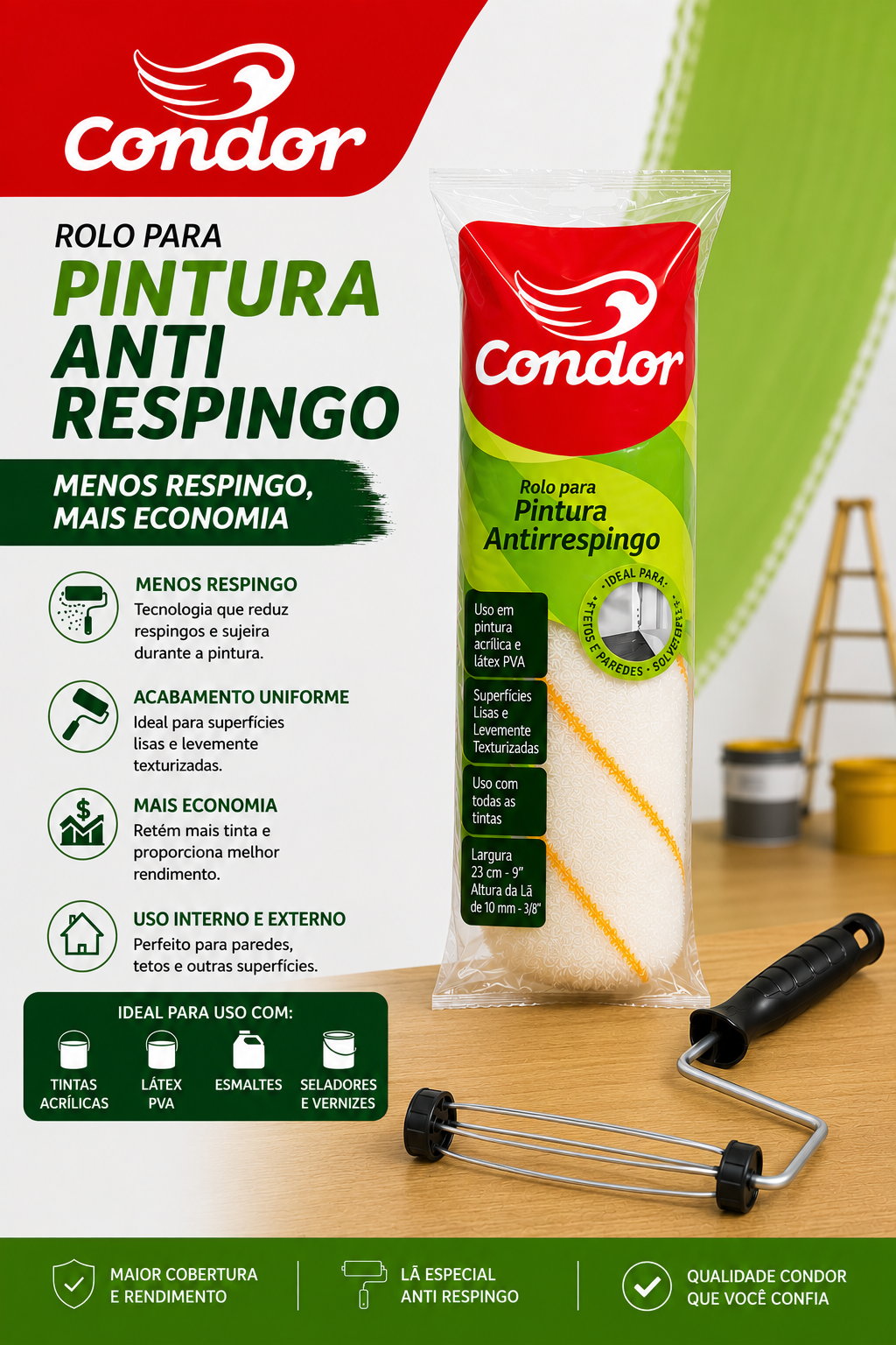 Rolo para Pintura Antirrespingos Condor
