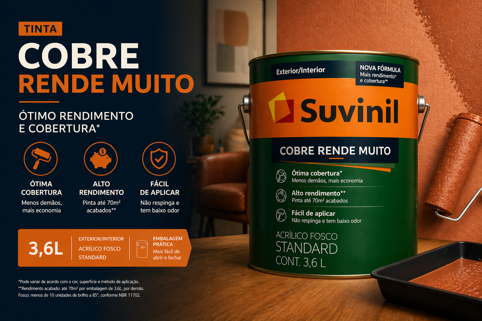 Tinta Acrílica Fosca Standard Suvinil 3,6L