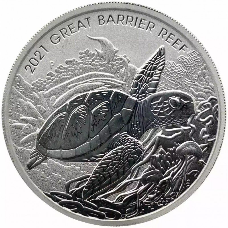 Australian 2oz Silver Coin 2021-GREAT BARRIER REEF 2021 $2 bu