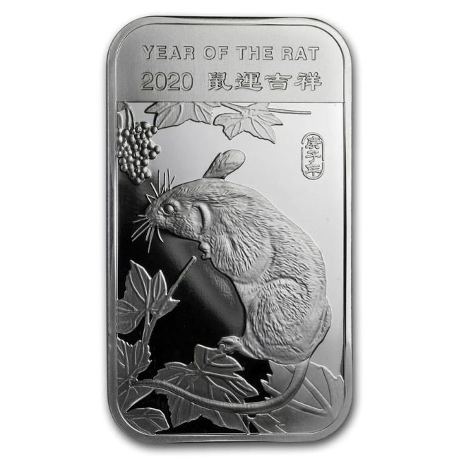 2020 1 oz APMEX Lunar Year of The Rat 999 Fine Silver Bar