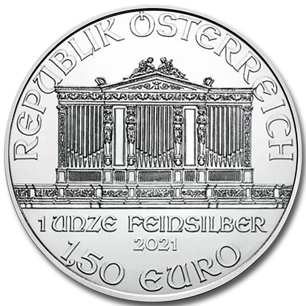 2021 , Austrian Philharmonic 1 oz Silver Coin 