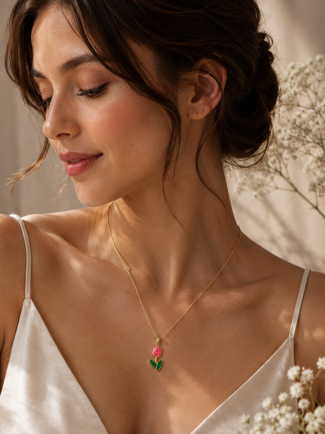 Rose Blossom Pendant Necklace