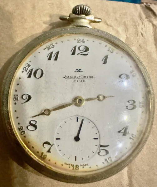 Vintage US Military Jaeger LeCoultre Club Swiss Made Pocket Watches Clock