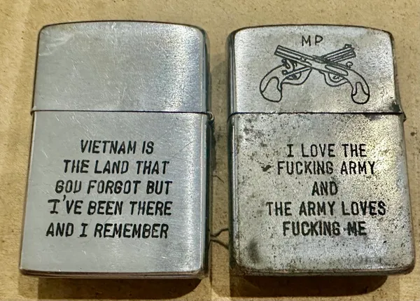 Vietnam War - US Military MP “ DaNang & Bien Hoa “ Zippo Lighter (2pcs)