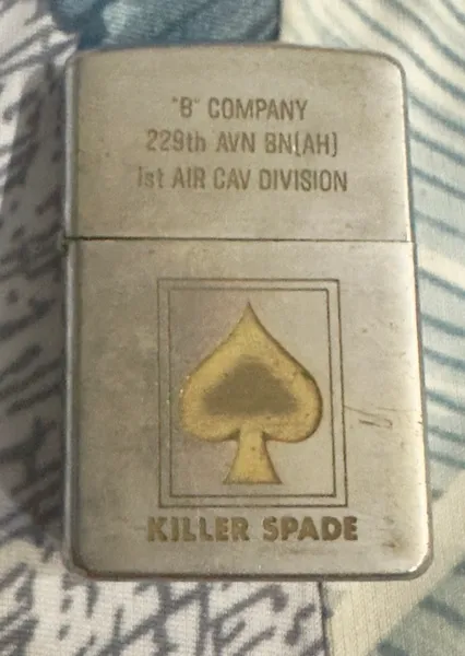 Vietnam War - 1st ACE Killer Spade 229thAVN BN (AH) 1st Air Cav Division Zippo Lighter