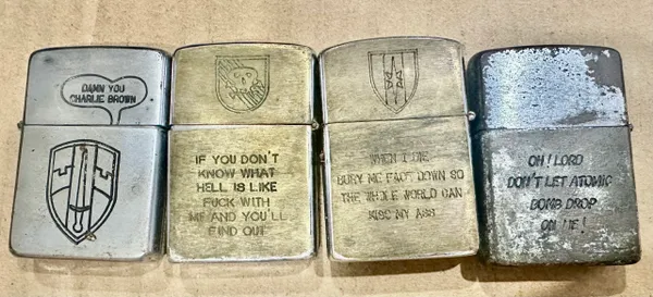 Vietnam War - US Military Damn Charlie 1st Infantry Bridgade - Special Force -MACV Sog - Assistant Advisory Command Zippo Lighter (4pcs)