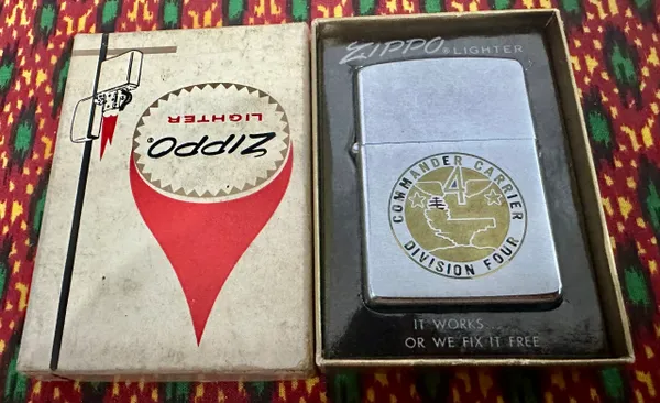 Vietnam War - US Military Vietnam Navy Commander Carrier Division Four Zippo Lighter
