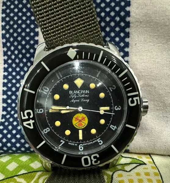 Reproduction US Military FIfty Fathoms BLANCPAIN AQUA LUNG WristWatch ( Black Dial)