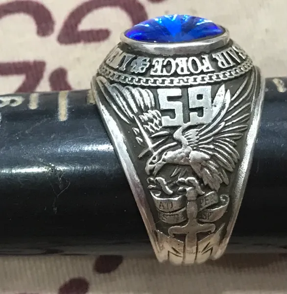 US Military Silver Ring United States AirForce * Academy * Ring  Josten's Sterl Size : 10 1/2 ~11