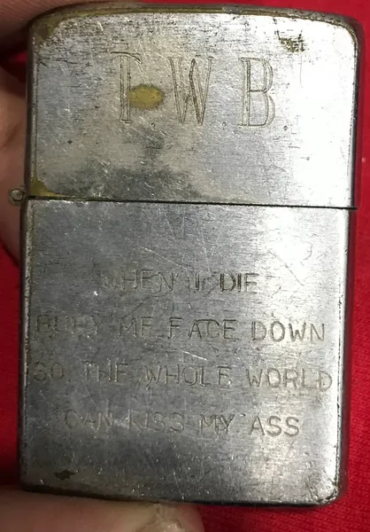 Orginal Vietnam War - Peace Badge and twb with letter Zippo Lighter