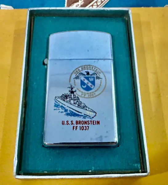 Vietnam War - US Military Navy USS Bronsyei FF-1037 Slim Zippo Lighter