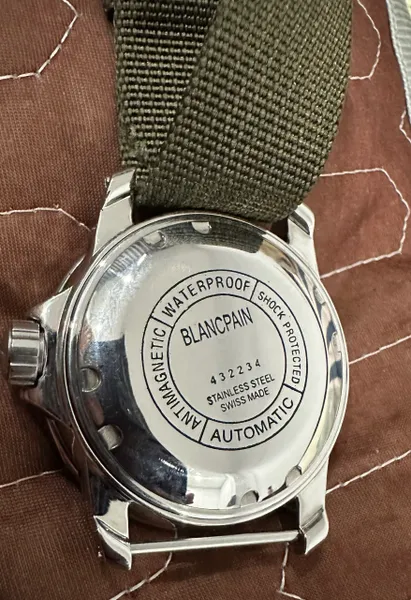 Reproduction US Military FIfty Fathoms BLANCPAIN AQUA LUNG WristWatch ( Black Dial)