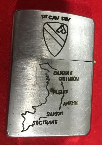 Vietnam War - Airborne Advisory & 1st Cav Div Battle Vietnam Map Zippo Lighter