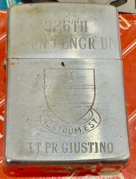 Vietnam War - US Military ABN LNGR BN “ NOSTRUM EST “ LT PR GIUSTINO Zippo Lighter
