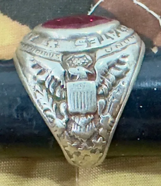 US Military Army United States Silver Ring ( Cut in Wear / Broken size unclear stamped)