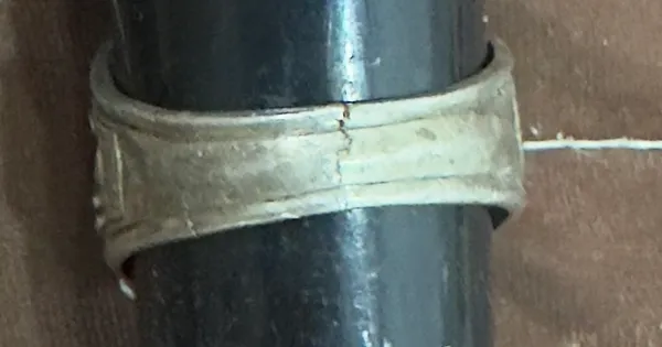 High School Carson Silver Ring Unstamped Unmarked Metal Broken cut in wear