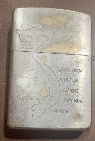 Vietnam War- DO VAN TRI UH1 HUEY Pilot Helicopter South Vietnam & Map Zippo Lighter