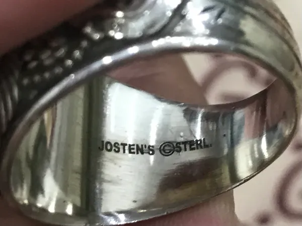 US Military Silver Ring United States AirForce * Academy * Ring  Josten's Sterl Red Stone Size : 10 1/2-11