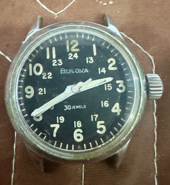 Vietnam War-US Military Bulova 24hrs 30 Jewels WristWatches